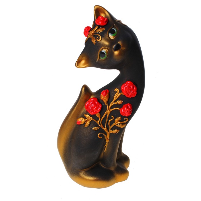 Сувенир "Кошка Алёнка" Розы, черная