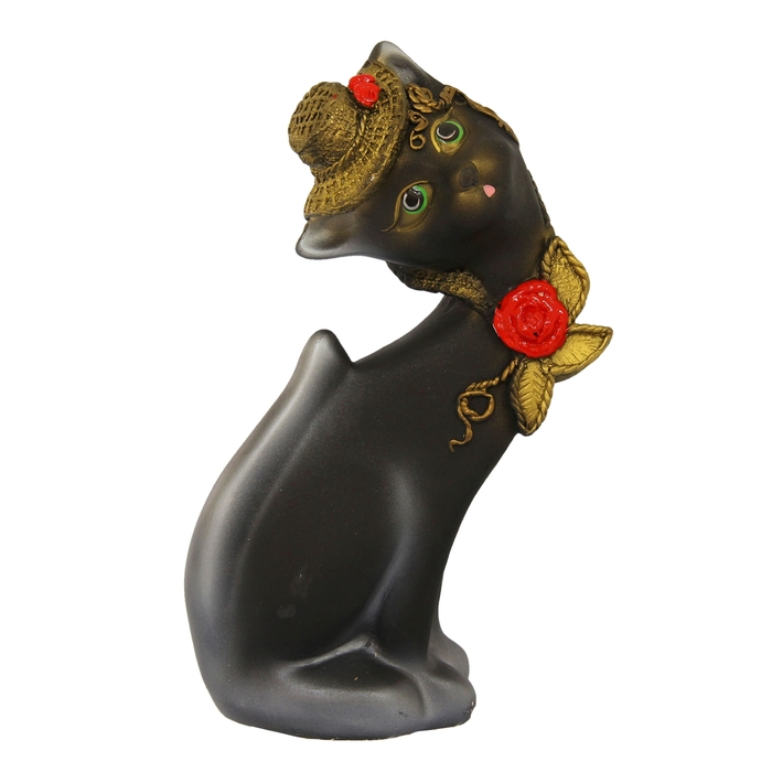 Сувенир "Кошка Алёнка" с косой черная