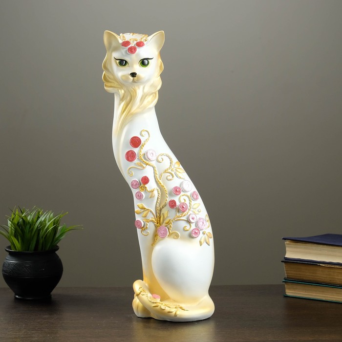 Сувенир "Кошка Маркиза" Денежное дерево, белая