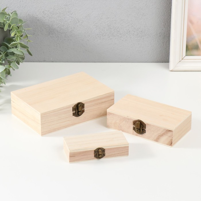 Шкатулка для росписи "Прямоугольная", в наборе 3 шт