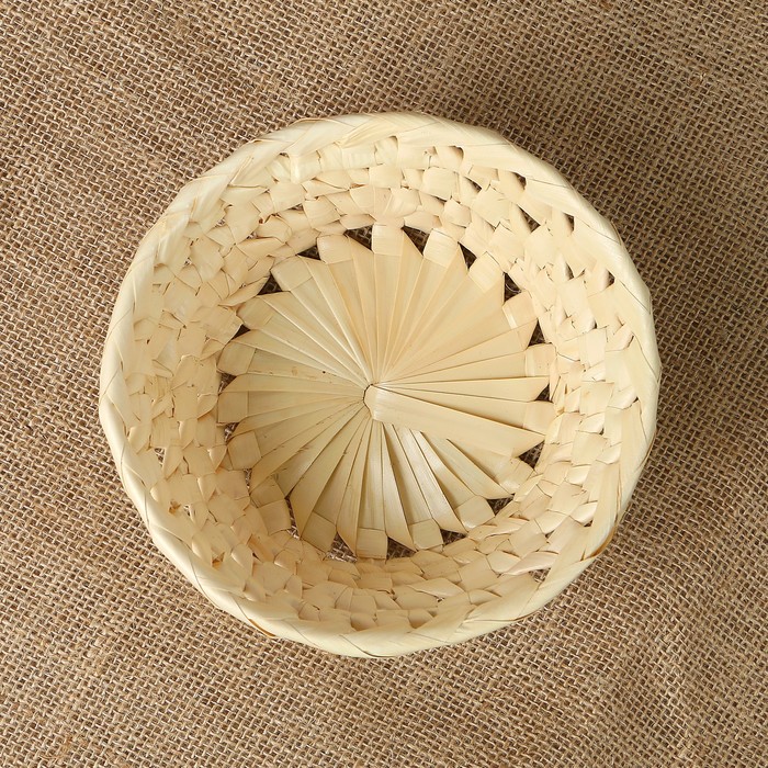 Хлебница «Плетёнка», круглая, 16х7 см, листья пальмы, микс