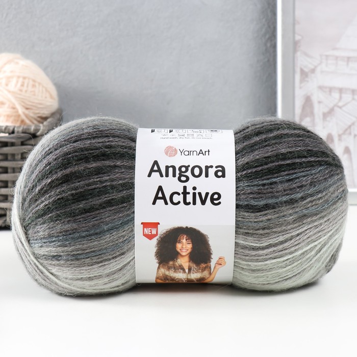 Пряжа Angora Active 20% шерсть, 80% акрил 500м/100гр (840 черн-сер-мор волна) пряжа для вязания yarnart angora active 100гр 500м 25% мохер 75% акрил 840 меланж 5 мотков