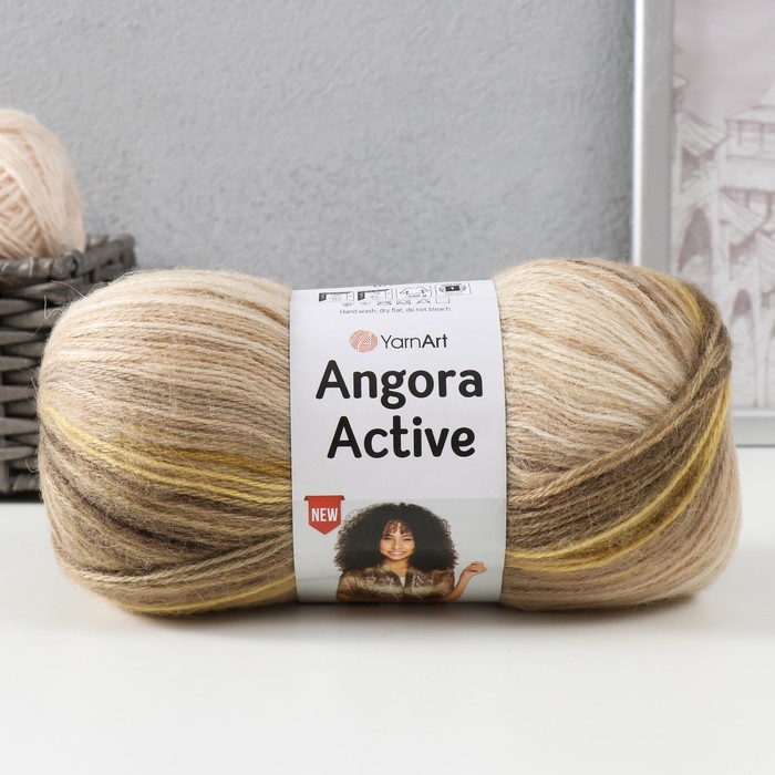 Пряжа Angora Active 20% шерсть, 80% акрил 500м/100гр (843 беж корич) пряжа для вязания yarnart angora active 100гр 500м 25% мохер 75% акрил 840 меланж 5 мотков