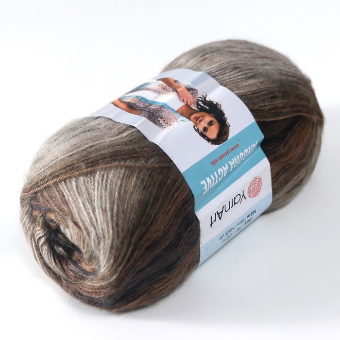 

Пряжа "Angora Active" 25% мохер, 75% акрил 500м/100гр (849 бел. беж. корич.)