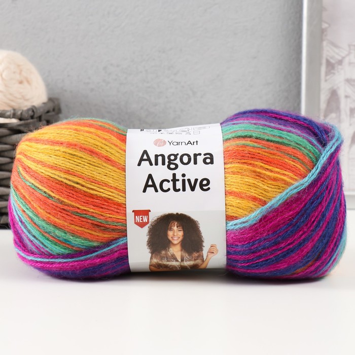 Пряжа Angora Active 20% шерсть, 80% акрил 500м/100гр (850 радуга) пряжа для вязания yarnart angora active 100гр 500м 25% мохер 75% акрил 840 меланж 5 мотков