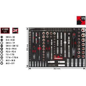 

Набор торцевых инструментов VIGOR V4188 , 1/4, 3/8, 1/2, 172 предмета