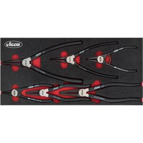 

Набор щипцов для стопорных колец VIGOR V4999, 6 предметов, в ложементе