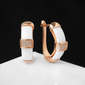 

Серьги керамика "Оковы", цвет белый в золоте