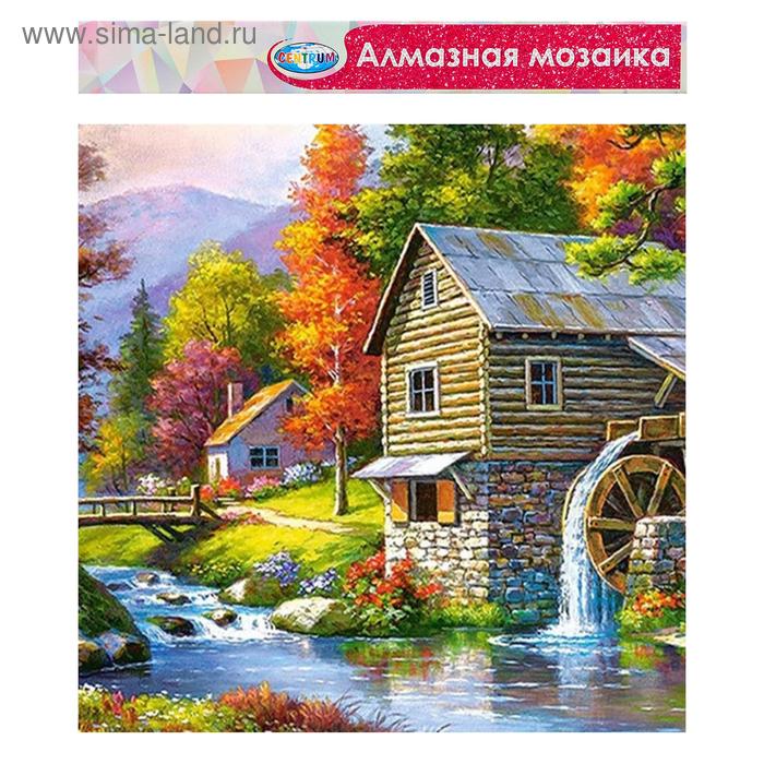 

Алмазная мозаика без подрамника, частичное заполнение «Домик у горного ручья» 40×50 см