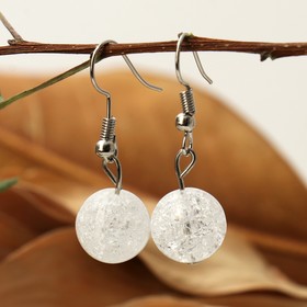 

Серьги шар №12 "Кварц сахарный", цвет белый матовый