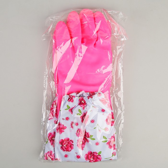 Перчатки хозяйственные, латексные "Цветочное настроение", с утеплителем