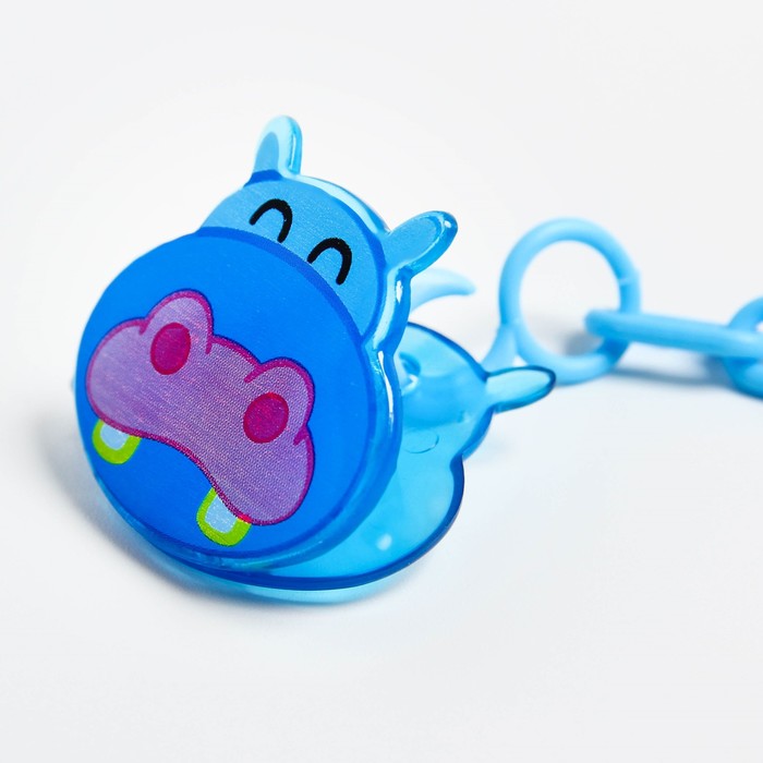 Прищепка для пустышки на цепочке «Бегемотик»