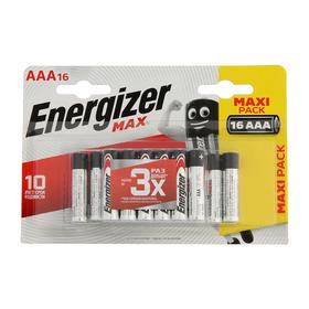 Батарейка алкалиновая Energizer Max, AAA, LR03-16BL, 1.5В, блистер, 16 шт.