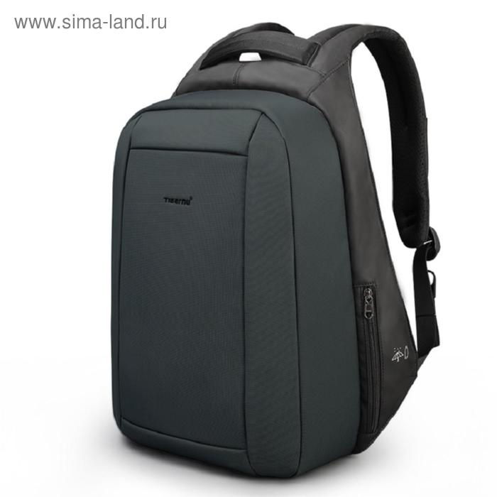 Рюкзак с USB, для ноутбука, Tigernu T B3599 черный темно изумрудный, 15.6