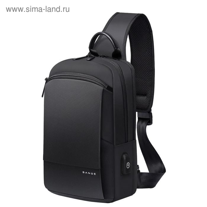 фото Рюкзак с usb, молодежный, на одной лямке bange bg77112 черный, 7.9"