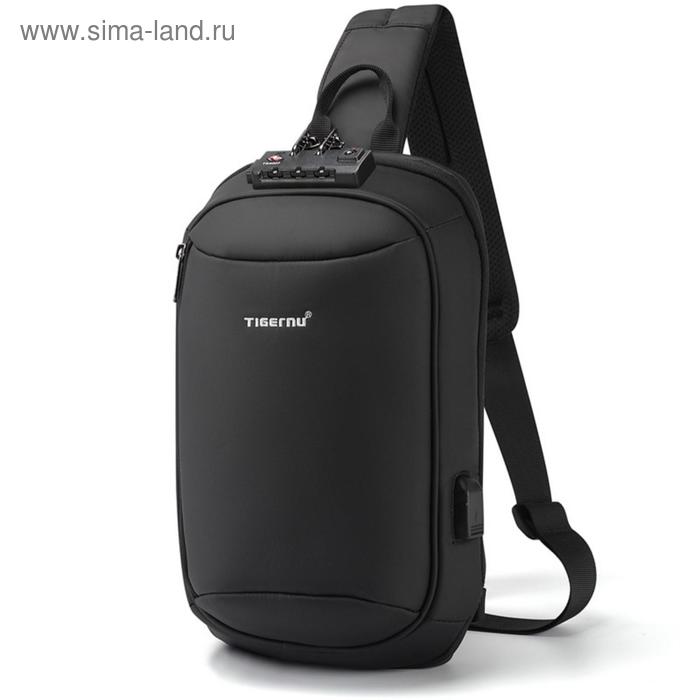 фото Рюкзак с usb, молодежный, на одной лямке tigernu t-s8100a черный, 7.9"