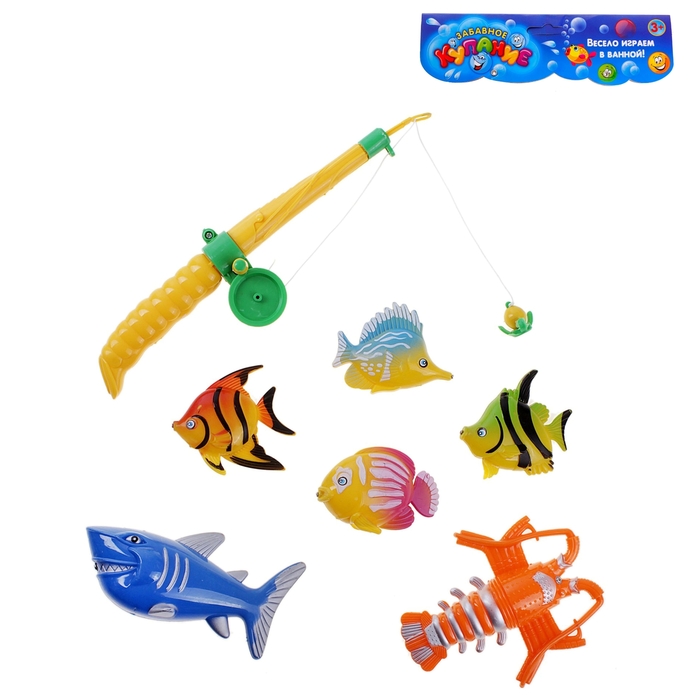 Рыбалка "Забавное купание", удочка, 6 рыбок