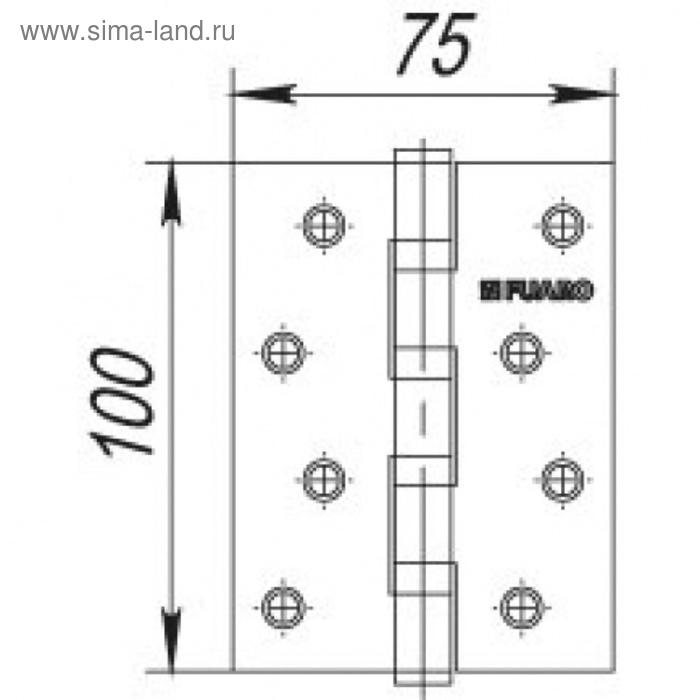 фото Петля универсальная u1004bb-sn, бывш. 4bb 100x75x2,5 pn, цвет матовый никель fuaro