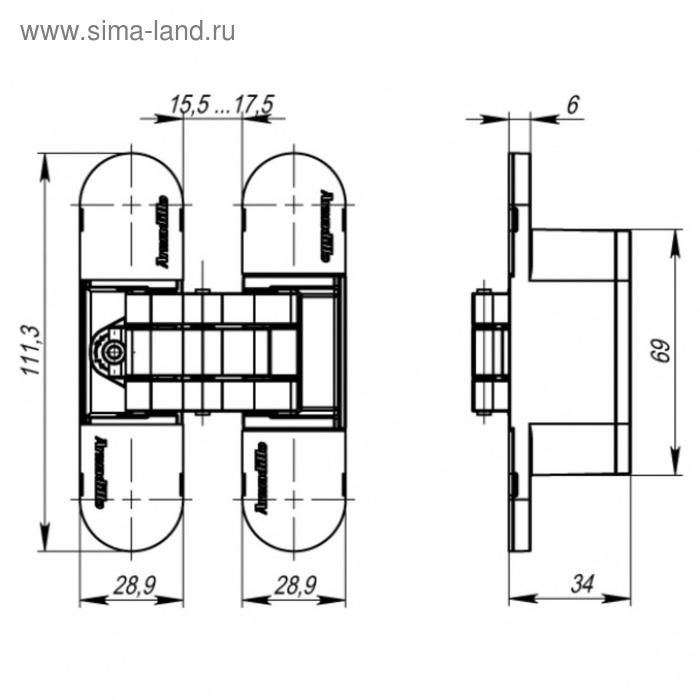 фото Петля скрытой установки с 3d-регулировкой 11160un3d sn, цвет матовый никель armadillo