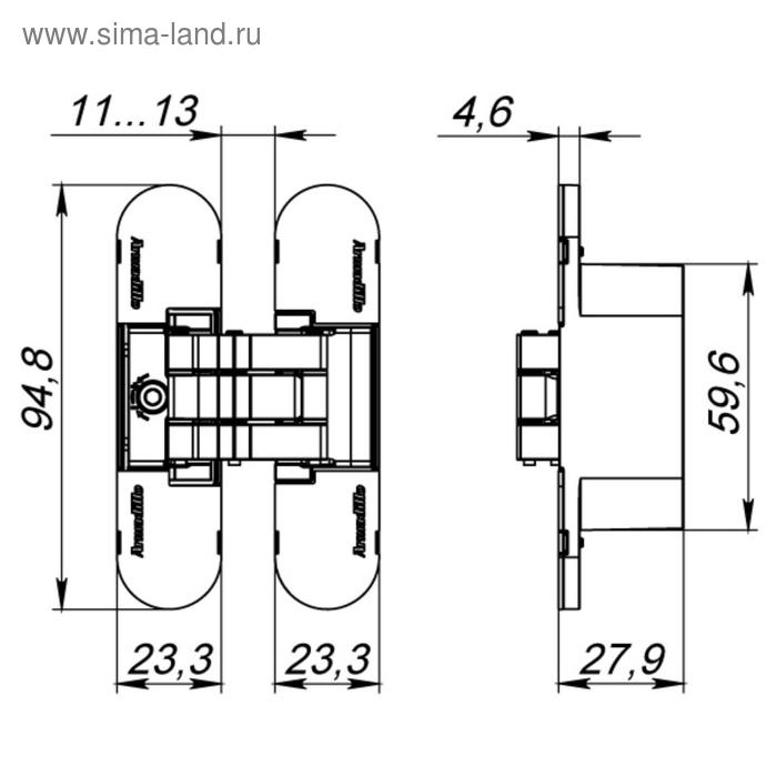 фото Петля скрытой установки с 3d-регулировкой 9540un3d cp, цвет хром armadillo