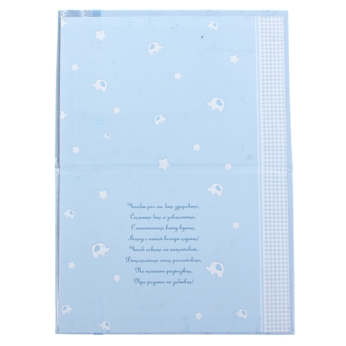 Папка для свидетельства о рождении голубая "Слон"