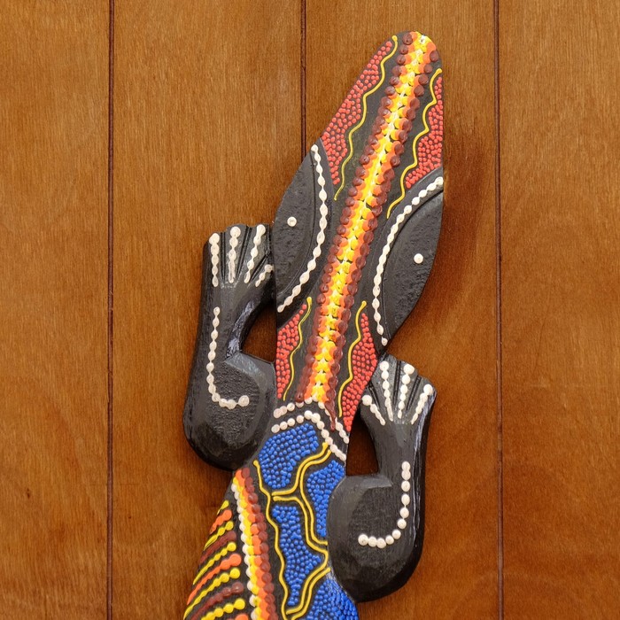 панно настенное дерево Геккон расписной выс. 100см МИКС