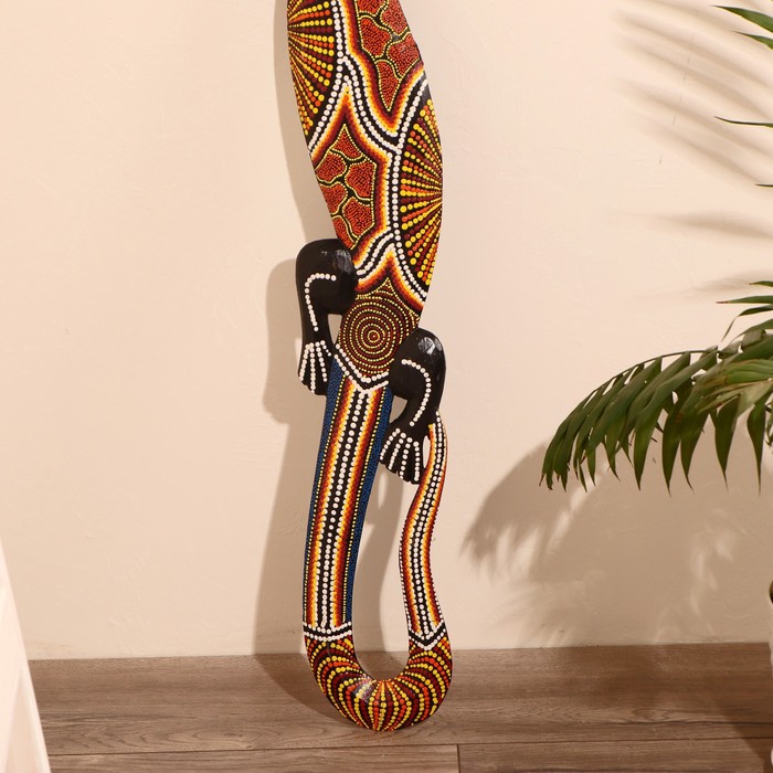 панно настенное дерево Геккон расписной выс. 100см МИКС