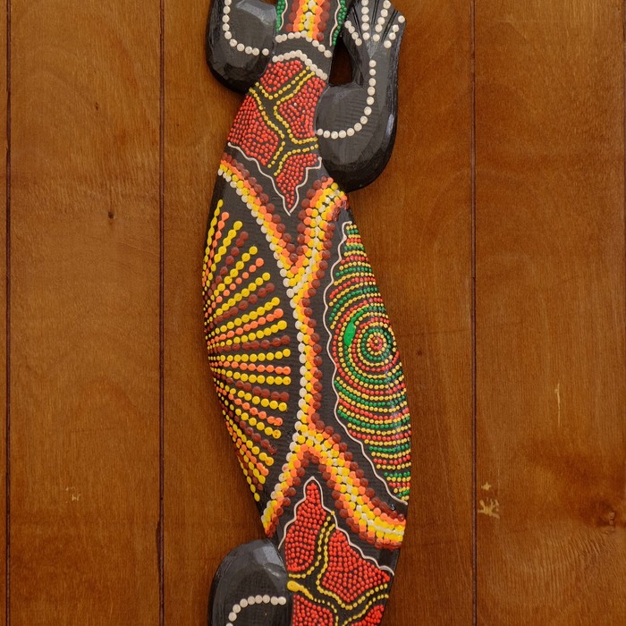 панно настенное дерево Геккон расписной выс. 100см МИКС