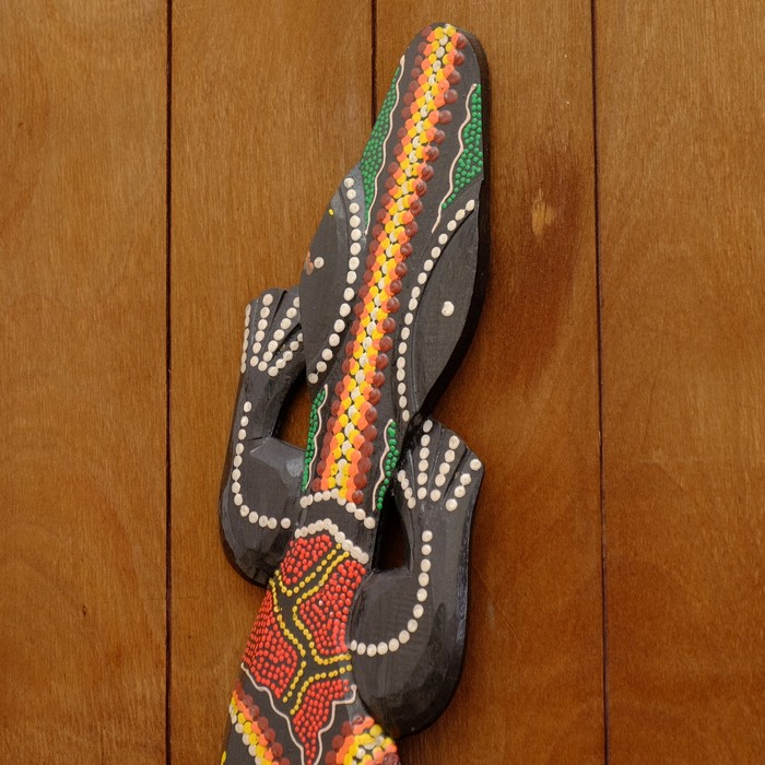 панно настенное дерево Геккон расписной выс. 100см МИКС