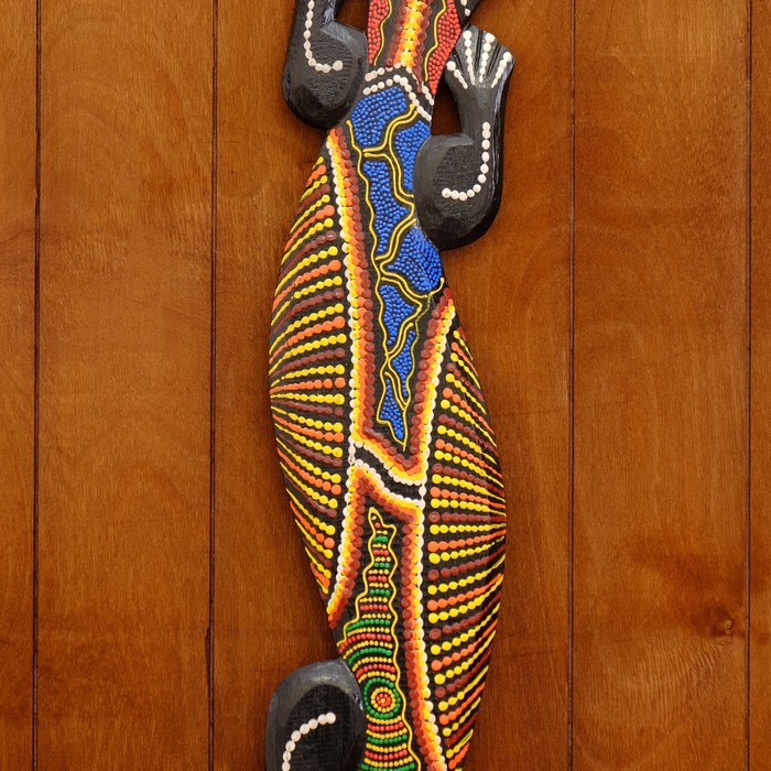 панно настенное дерево Геккон расписной выс. 100см МИКС