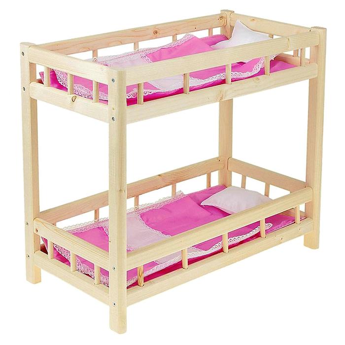 Кроватка кукольная двухъярусная, цвета МИКС