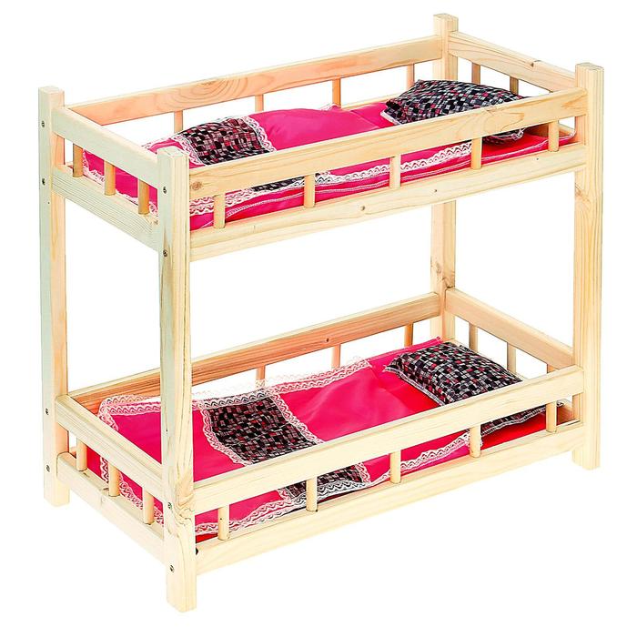 Кроватка кукольная двухъярусная, цвета МИКС