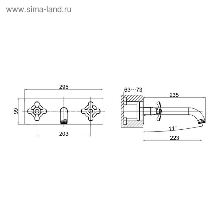 

Смеситель для раковины D&K Hessen Lorsch DA1414401, двухвентильный, встраиваемый, хром