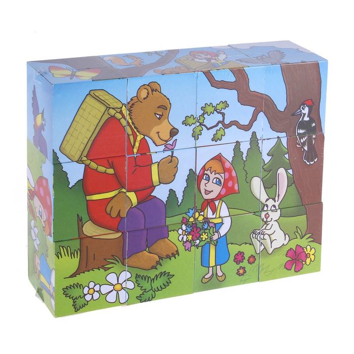 Кубики "Маша и Медведь", 12 штук