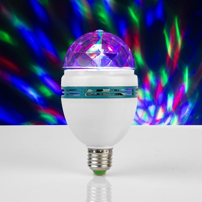 Световой прибор Хрустальный шар 8 см, Е27, свечение RGB