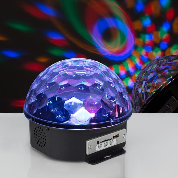 Световой прибор «Хрустальный шар» 17.5 см, динамик, свечение RGB, 220 В световой прибор хрустальный шар 19 см е27 динамик пульт ду свечение rgb
