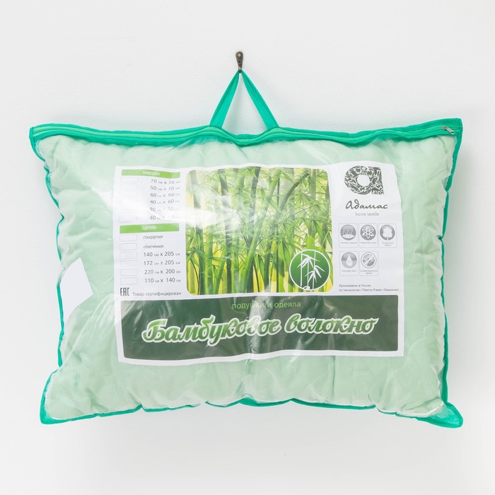 Подушка Адамас "Бамбук", размер 70х70 см, бамбуковое волокно, чехол полиэстер