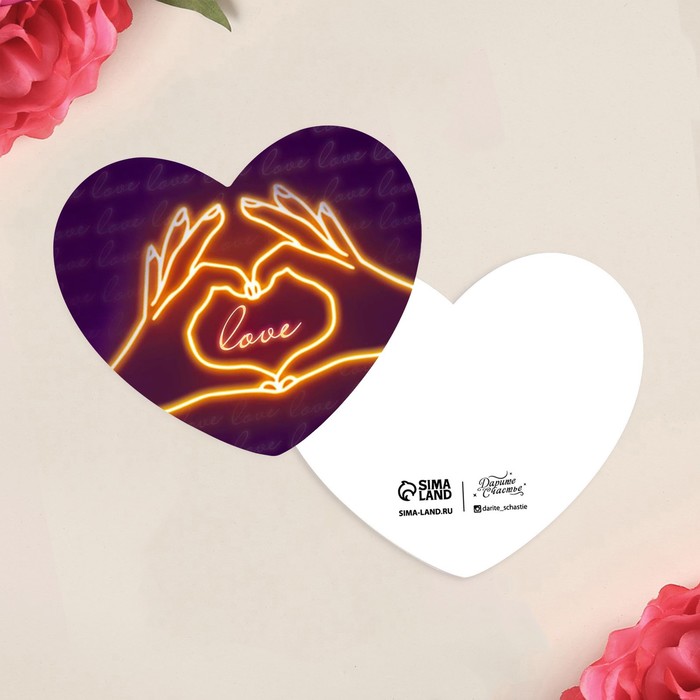 

Открытка-мини «Love», неон, 7 х 6см