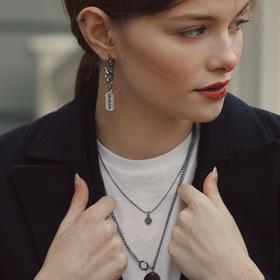 

Серьги металл "Цепь" лезвие, четыре звена, цвет серый металл
