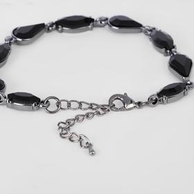 

Браслет со стразами "Дорожка" бал, геометрия, цвет чёрный в сером металле ,L=19