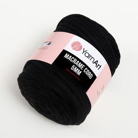 

Пряжа "Macrame Cord" 60% хлопок, 40% вискоза/полиэстер 5 мм 85м/500гр (750 чёрный)