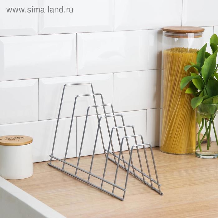 фото Подставка для крышек настольная, 6 отделений, 15×18,5×32 см, цвет хром