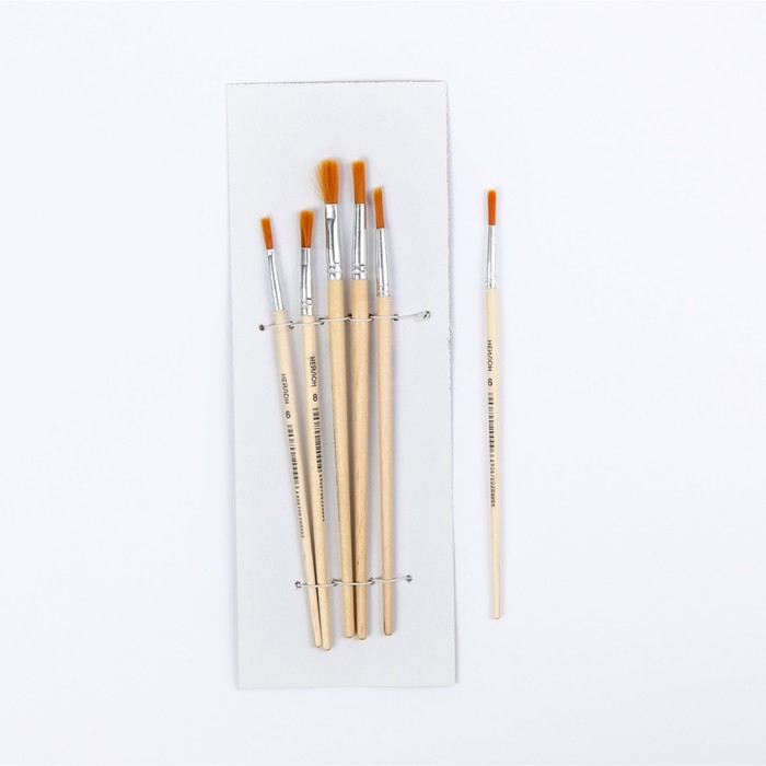 Набор кистей нейлон, 6шт (круг№6,8,10,плоск№6,8,10)