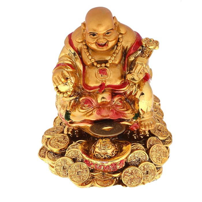 Нэцкэ под золото "Хотей на жабе со слитком"