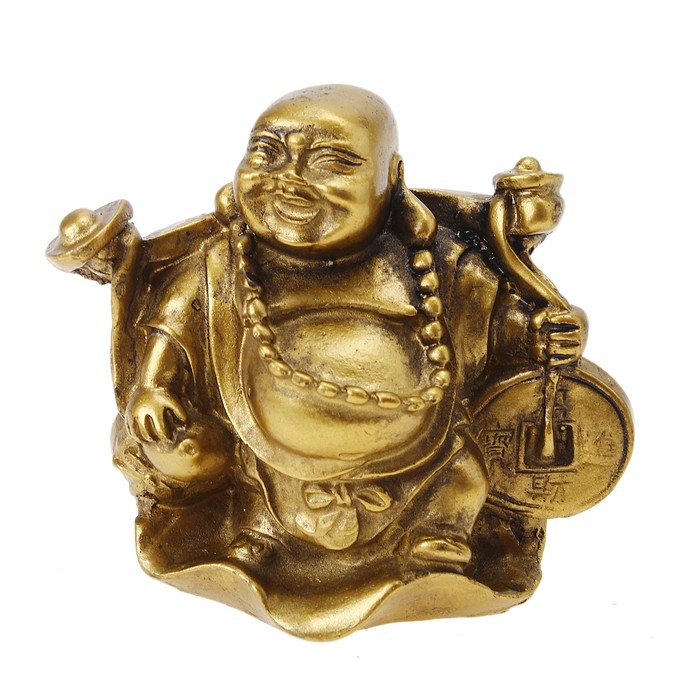 Нэцкэ под бронзу "Хотей с монетой и Жуи"