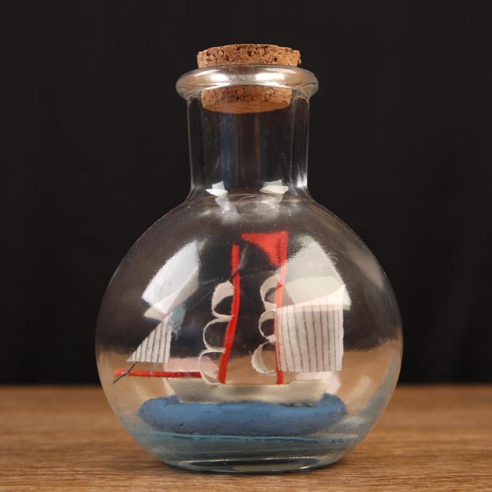 Корабль сувенирный "Пилигрим" в бутылке, вертикальн. 9*7см