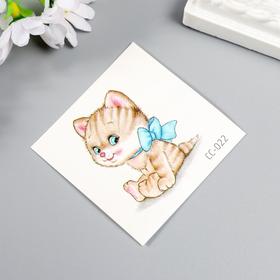 

Татуировка на тело цветная "Котёнок с бантом" 6х6 см
