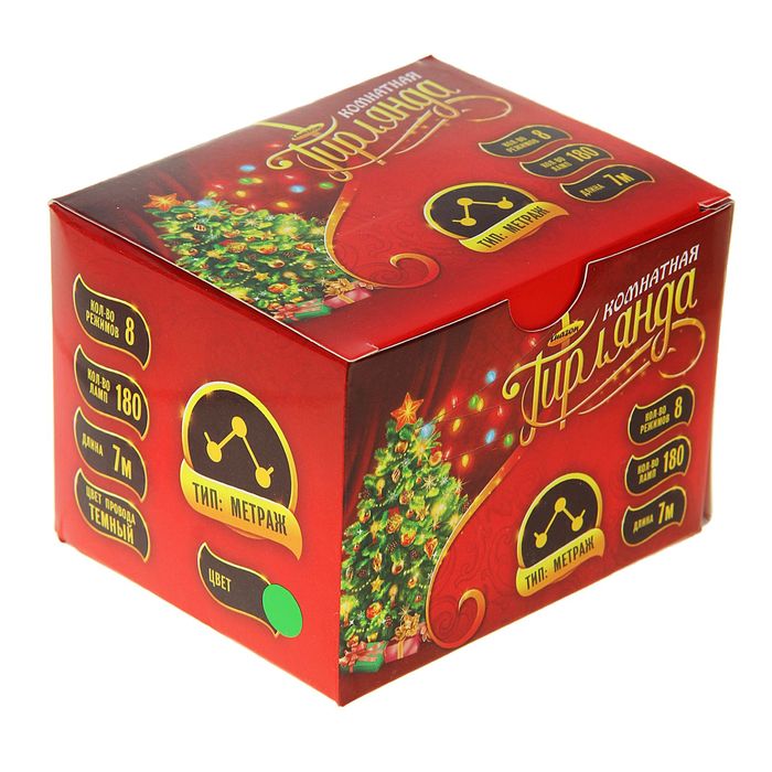 НИТЬ, 7 м, Н.Т. 180 ламп, 220V, 8 режимов, ЗЕЛЕНЫЙ