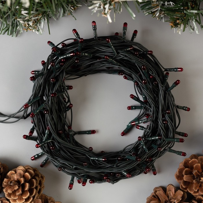 НИТЬ, 7 м, Н.Т. 180 ламп, 220V, 8 режимов, КРАСНЫЙ