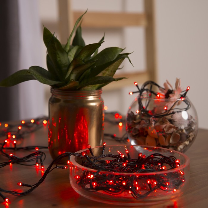 НИТЬ, 7 м, Н.Т. 180 ламп, 220V, 8 режимов, КРАСНЫЙ